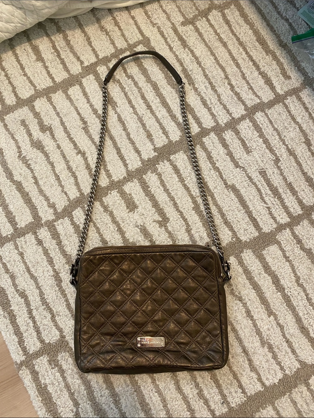 Marc Jacobs Quilted Brown Leather Crossbody with Chain Strap